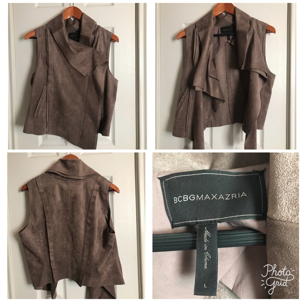 BCBG Fabian Raw Edge Suede Vest